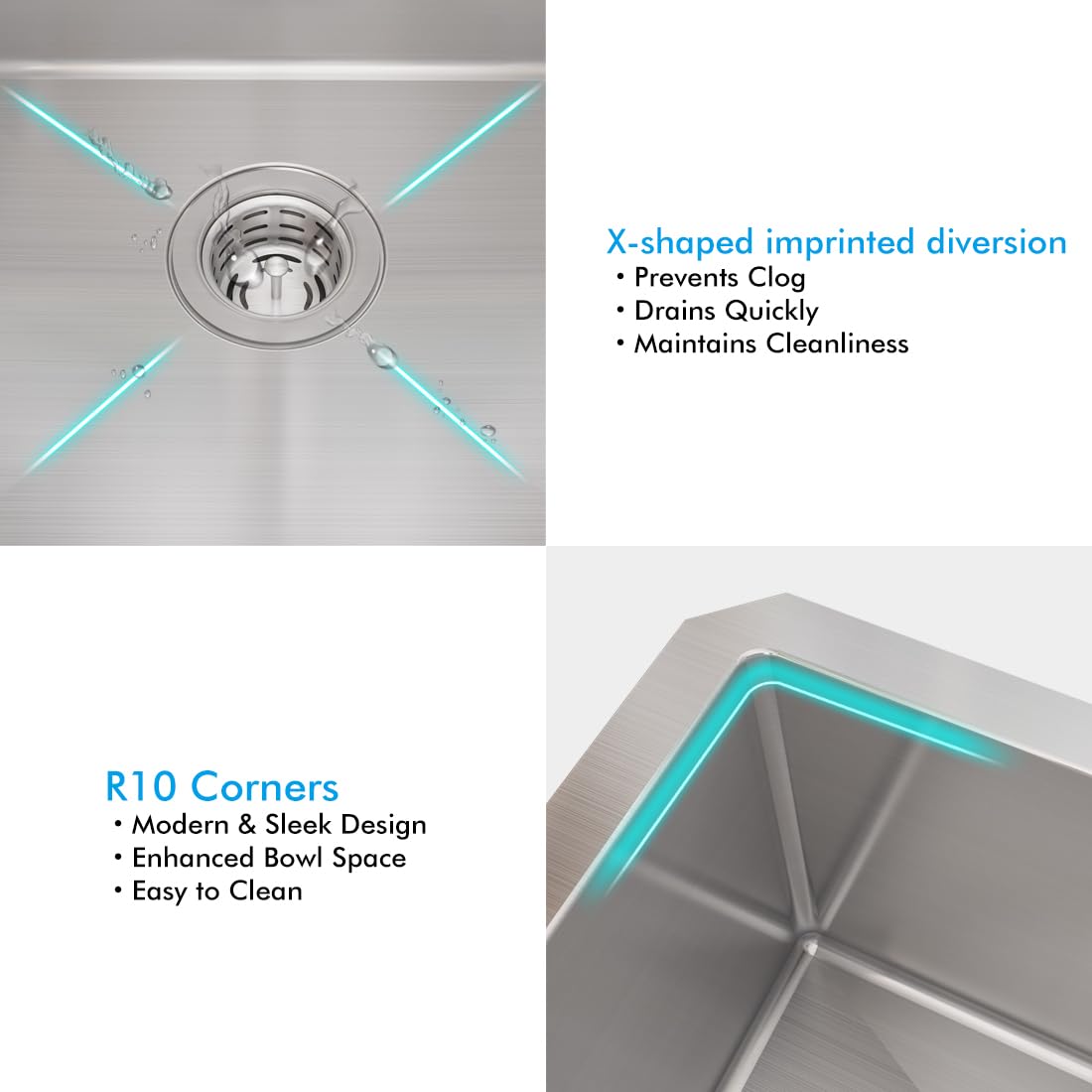 Vadania Bar Prep Sink 18-Inch, 18''X18''X10'', Single Bowl, Undermount, 18 Gauge T304 Stainless Steel, Satin Finish, With Strain