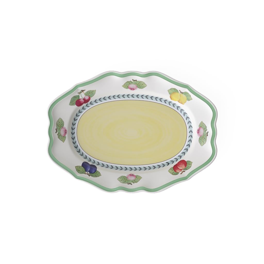 Villeroy & Boch Porcelain French Garden Fleurence Oval Platter, 14.5 In, White/Multicolored