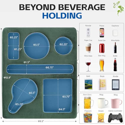 G Good Gain Couch Cup Holder Pillow-Sofa Cup Holder Cozy Buddy | Bed Drink Caddy Holds Tablet, Remote, Snacks | Waterproof Anti-