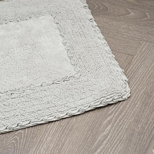 Laura Ashley Ruffle Cotton 20'' X 34'' Bath Rug, Light Gray
