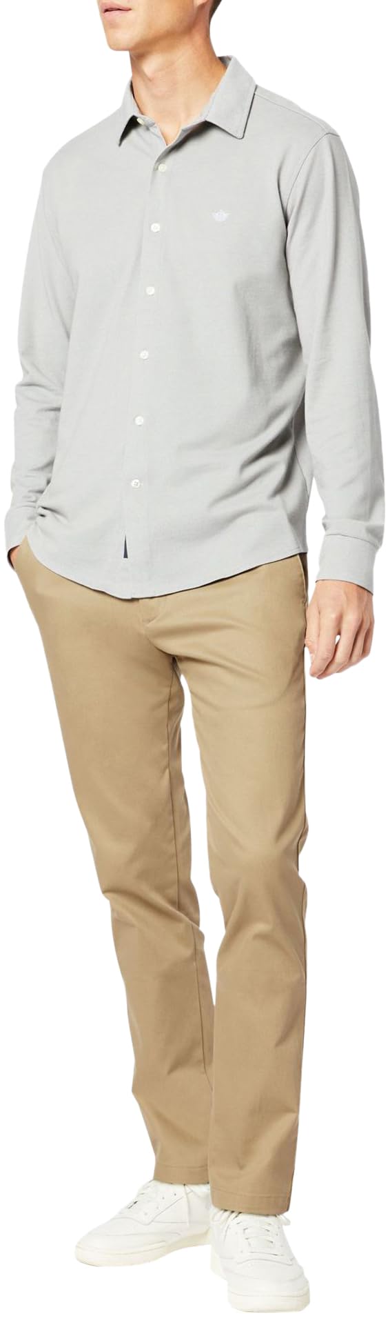 Dockers Mens Slim Fit Signature Khaki Lux cotton Stretch Pants, New British Khakhi, 36W x 30L