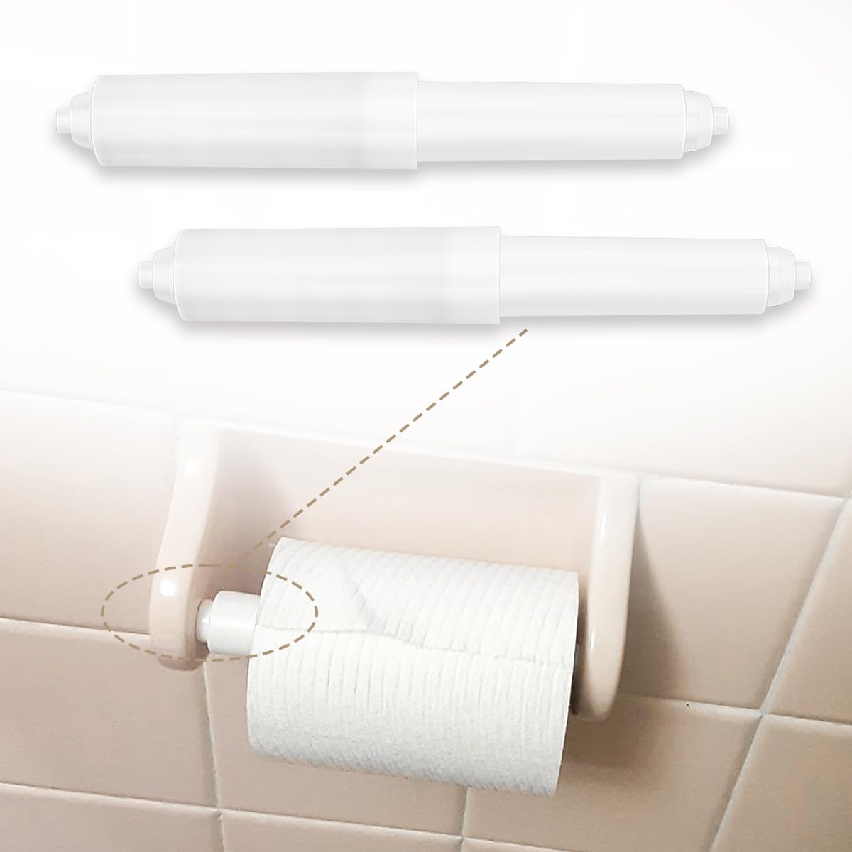 5 Pack Spring Loaded Toilet Tissue Holder Spindle Replacement Rod Plastic Donner Paper Holder Roller Mason Toilet Paper Roller (
