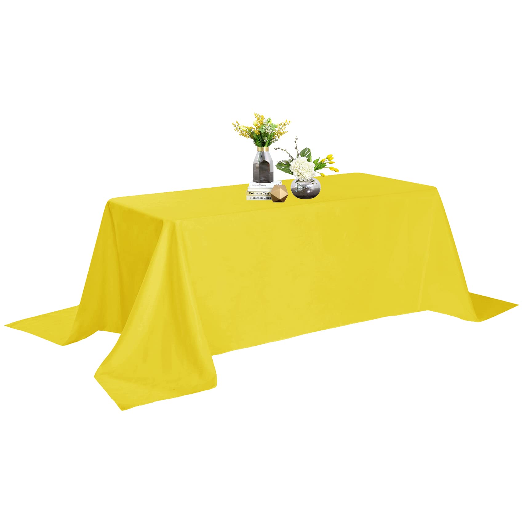 Rectangle Tablecloth - 90X156 Yellow Tablecloth - Stain And Wrinkle Resistant Washable Polyester Table Cloth, Decorative Fabric