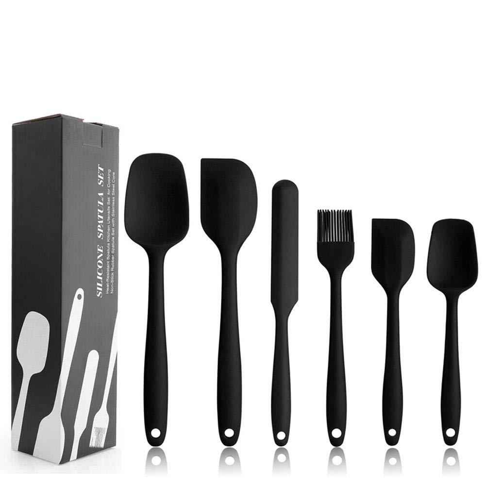 Silicone Spatula Set  6 Piece NonStick Rubber Spatula Set With Stainless Steel Core  HeatResistant Spatula Kitchen Utensils 