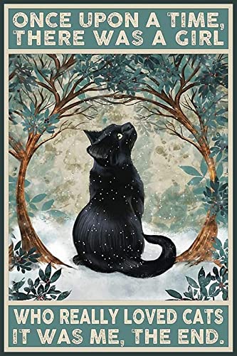 Bestylez Funny Black Cat Signs Cat Pictures Cat Poster Wall Decor, Cat Lover Gifts For Women Girl - Once Upon A Time There Was A