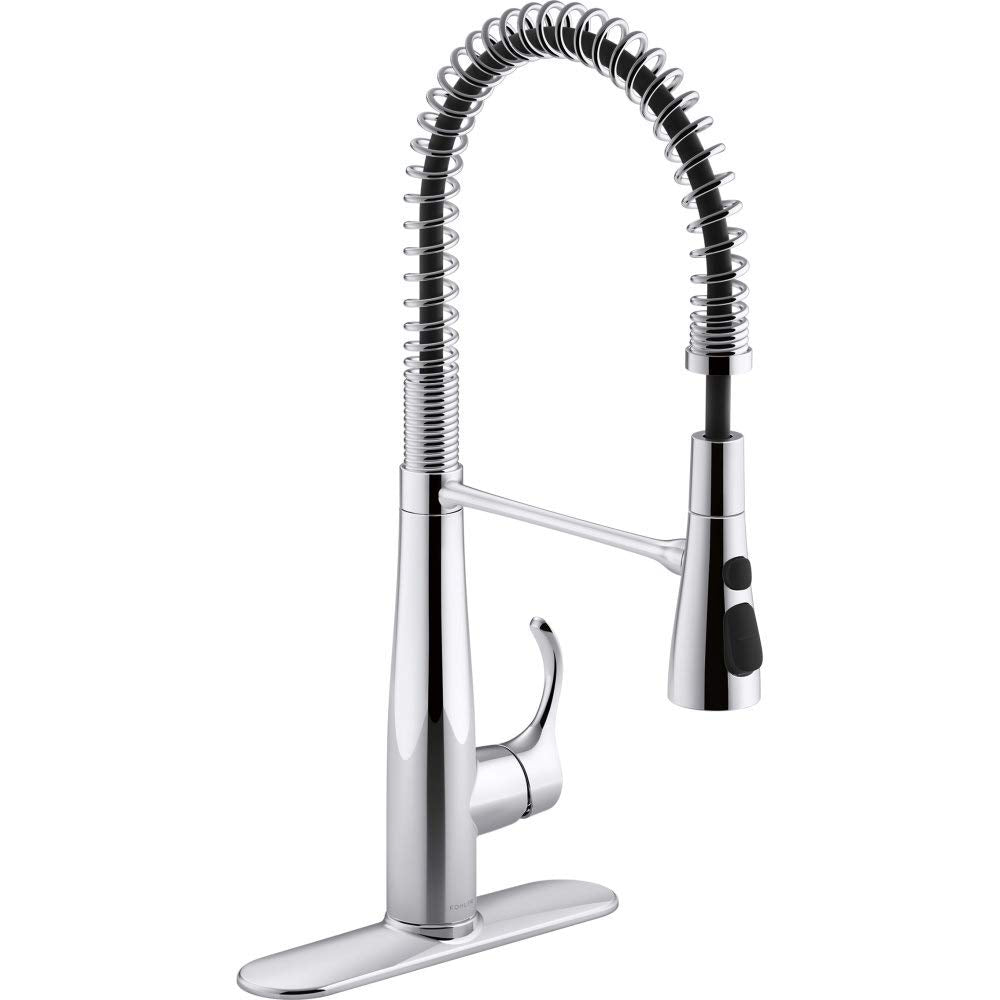 Kohler 22033-Cp Simplice Semi Professional Kitchen Sink Faucet, Pre-Rinse Kitchen & Commercial Faucet, Polished Chrome
