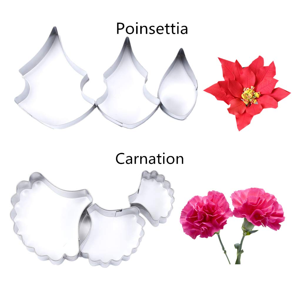 23Pcs Stainless Steel Gum Paste Flower Cutter Set Sugar Cookie Cutter Mold Fondant Flower Making Tool For Wedding,Birthday Cake