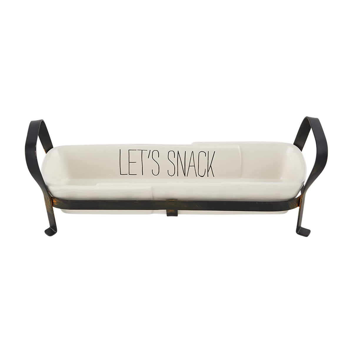 Mud Pie, White, Cracker Dis On An Iron Stand, Assembled 5'' X 13 1/2''