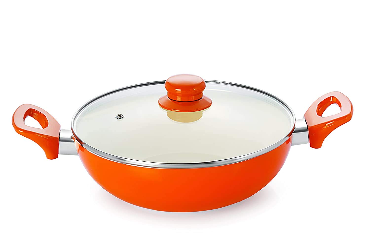 Nirlon NonStick Induction Ceramic Kadhai, Orange
