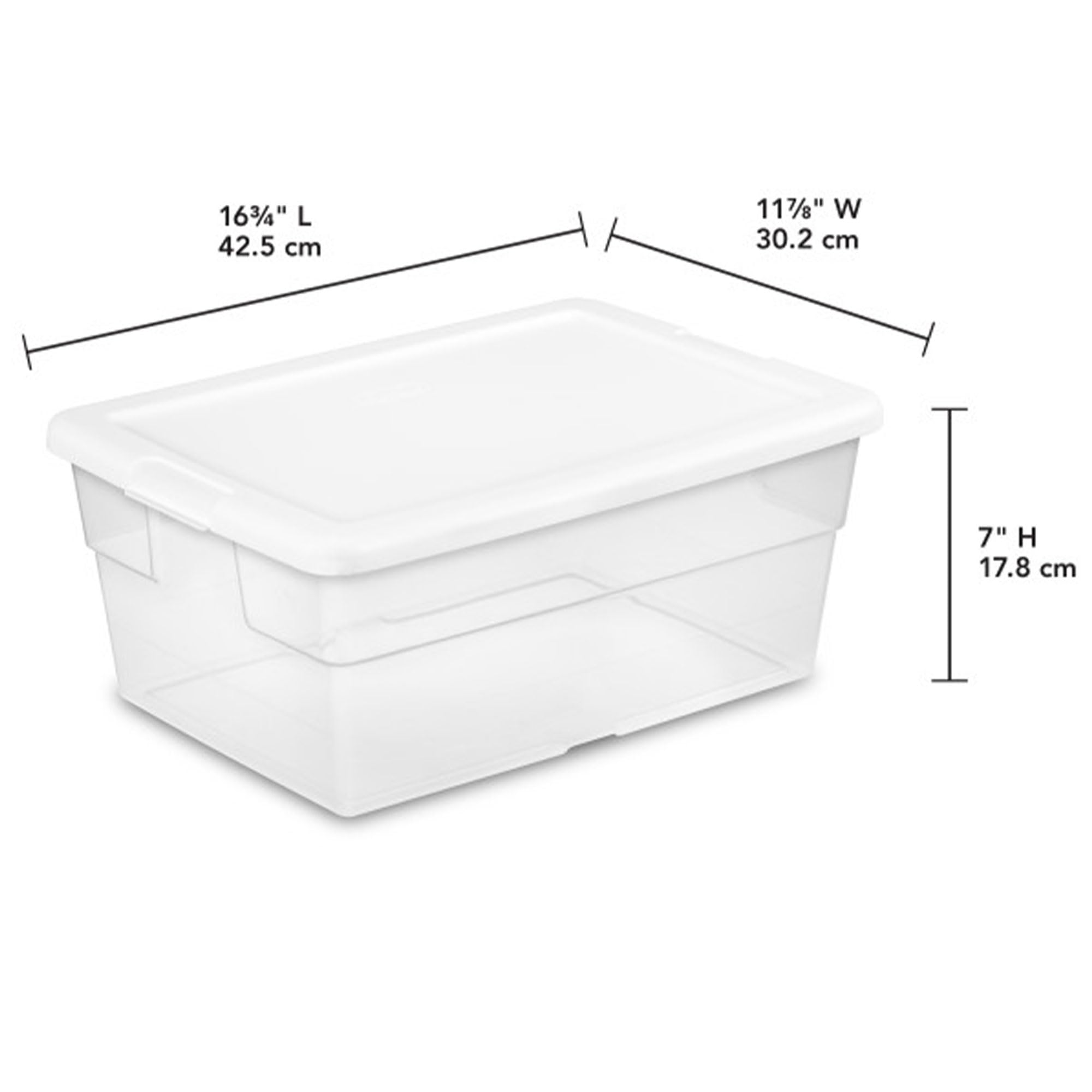 Sterilite 16 Qt Storage Box, Stackable Bin With Lid, Plastic Container To Organize Shoes And Crafts On Closet Shelves, Clear Wit