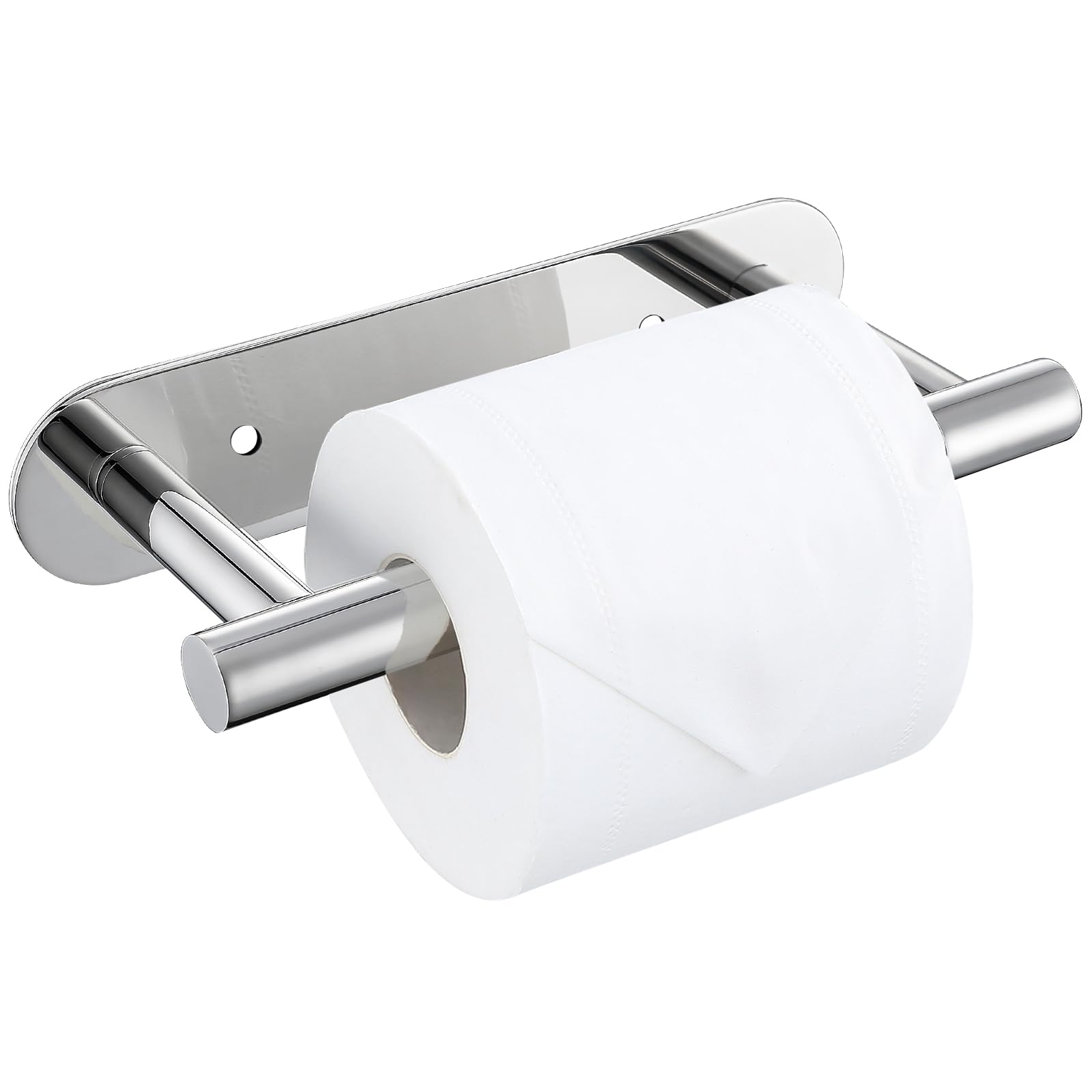 Chrome Toilet Paper Holder, Upgraded Sus304 Stainless Steel Toilet Roll Holder, Modern Double Base Paper Towel Holder Wall Mount