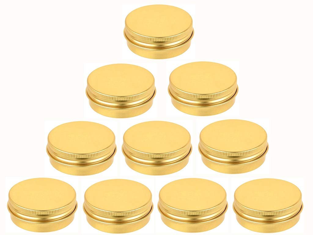 2 Oz.Tins Gold Aluminum Metal Tin Round Screw Top Lid Containers Metal Storage Tin Jars Aluminum Tin Cans Travel Storage Tins Fo