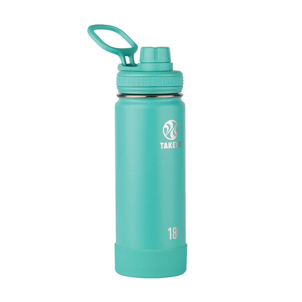 Takeya Actives Insulated Stainless Steel Water Bottle With Spout Lid, 18 Ounce, Teal