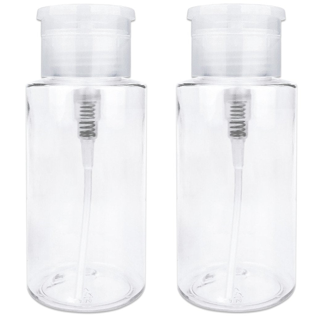 Pana 10Oz. (Quantity: 2 Pieces) Liquid Push Down Pump Dispenser Empty Bottle With Flip Top Cap (Clear)