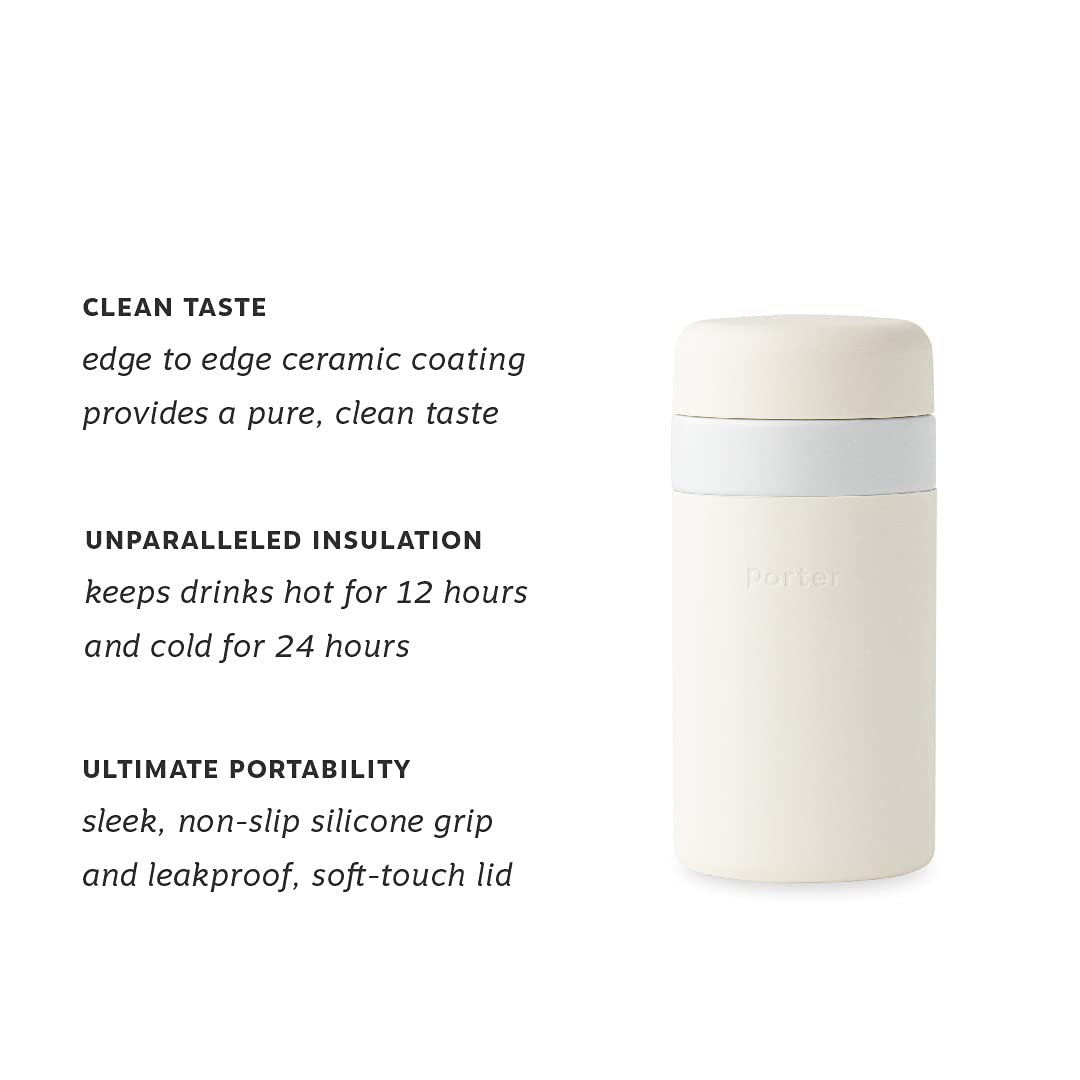 W&P Porter Insulated Bottle 12 Oz | Clean Taste Ceramic Coating For Water, Coffee, & Tea | Wide Mouth Vacuum Insulated | Dishwas