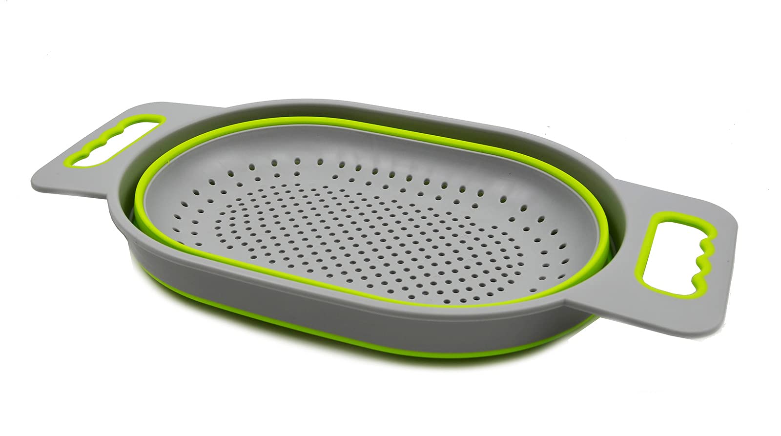 Sammart 5L (1.3 Gallon) Over The Sink Oval Colander (1, Grey/Fluorescent Green)