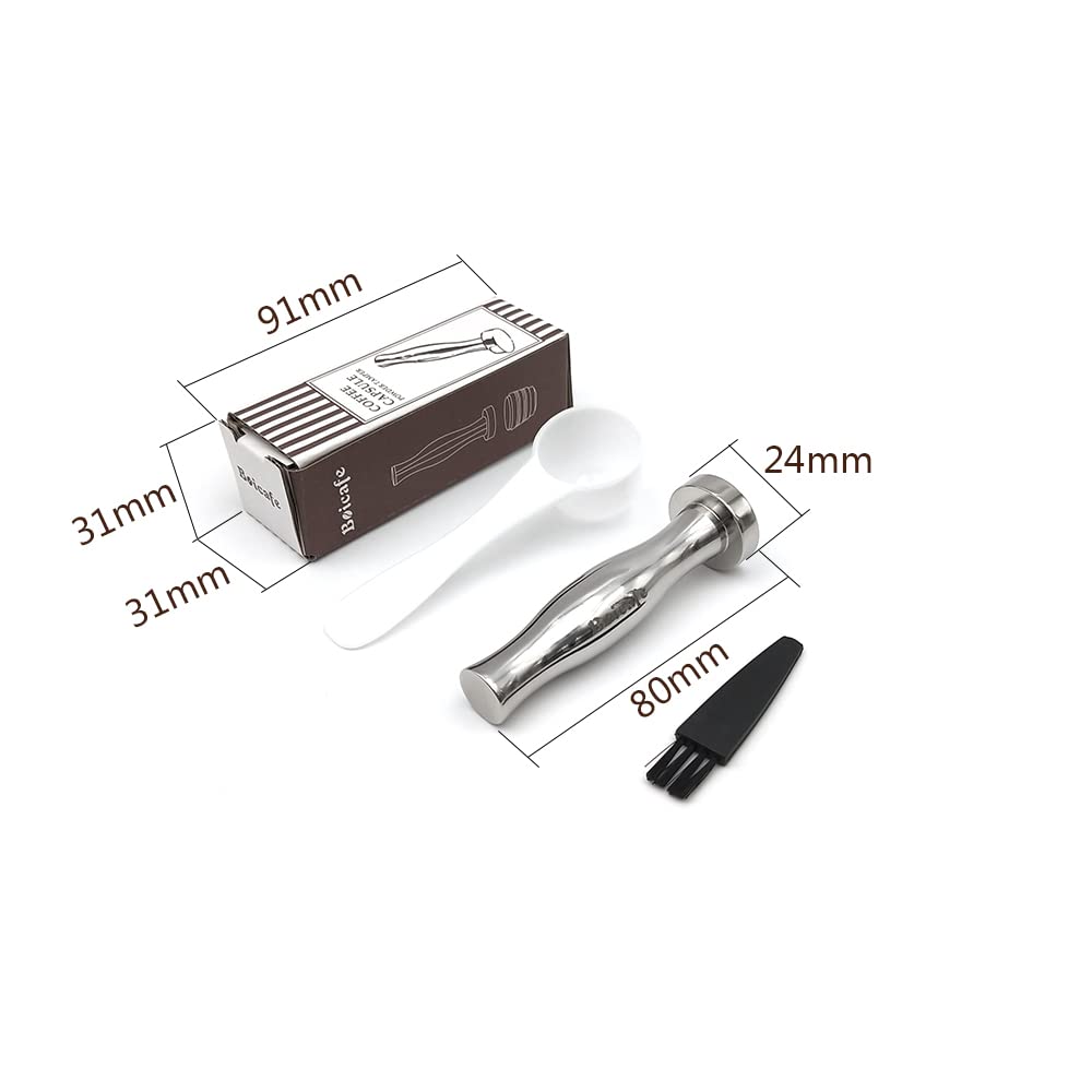 Boicafe Coffee Tamper 24Mm, Espresso Tamper 24Mm,304 Stainless Steel Espresso Coffee Tamper 24Mm With Scoop And Brush