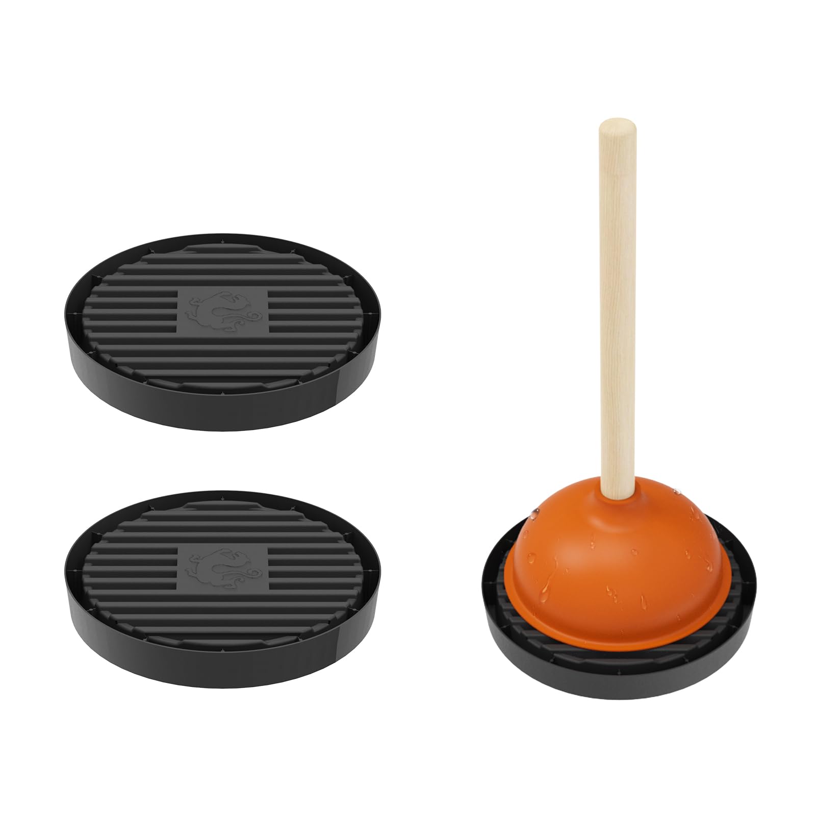 Dealsgogo Plunger Tray 2Pcs Black - Plunger Mat Air Drying Mat For Toilet Plunger - Plunger Holder Catches Drips - Wicks Water F