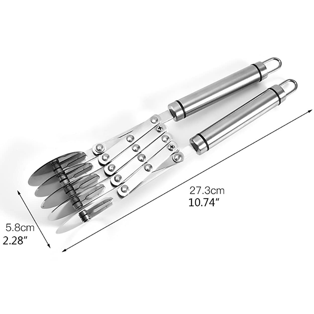 Dadamong 5 Wheel Pastry Cutter With Handle, Stainless Steel Adjustable Pizza Slicer Multi-Round Dough Cutter Roller, Fondant Rib