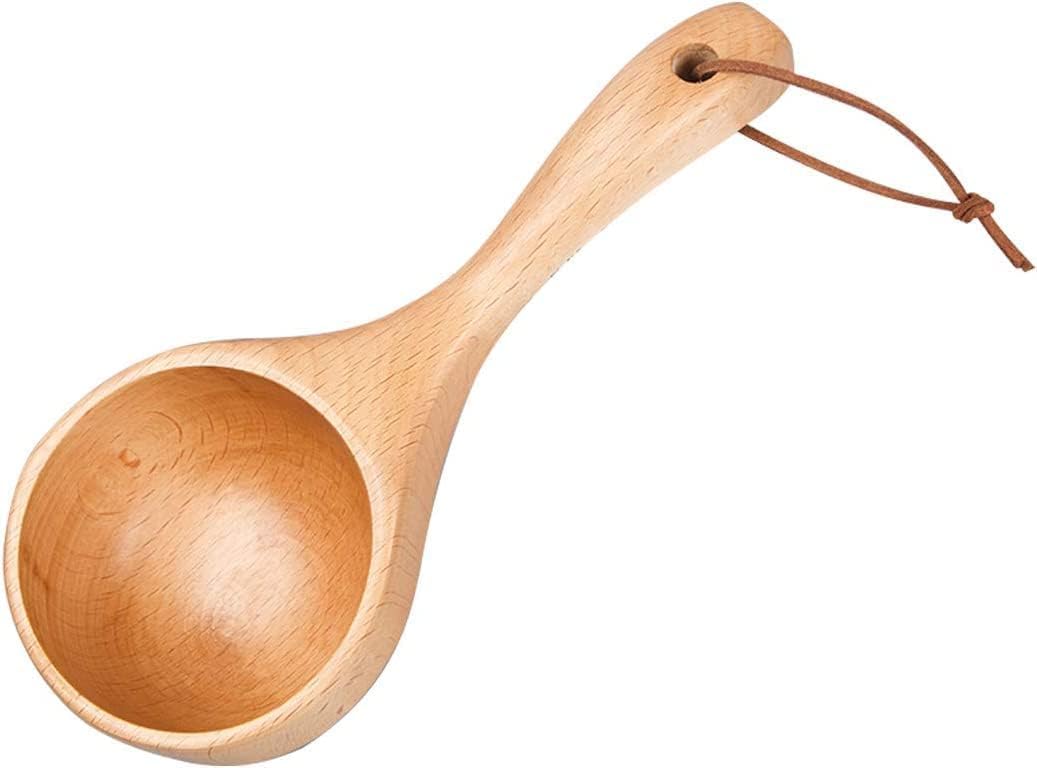IBLAY Wooden Scoop Ladle 8 Inch, Natural Wood Serving Spoon for Kitchen, Coffee, Flour, Sugar, Spices, Grains & Dry Ingredients