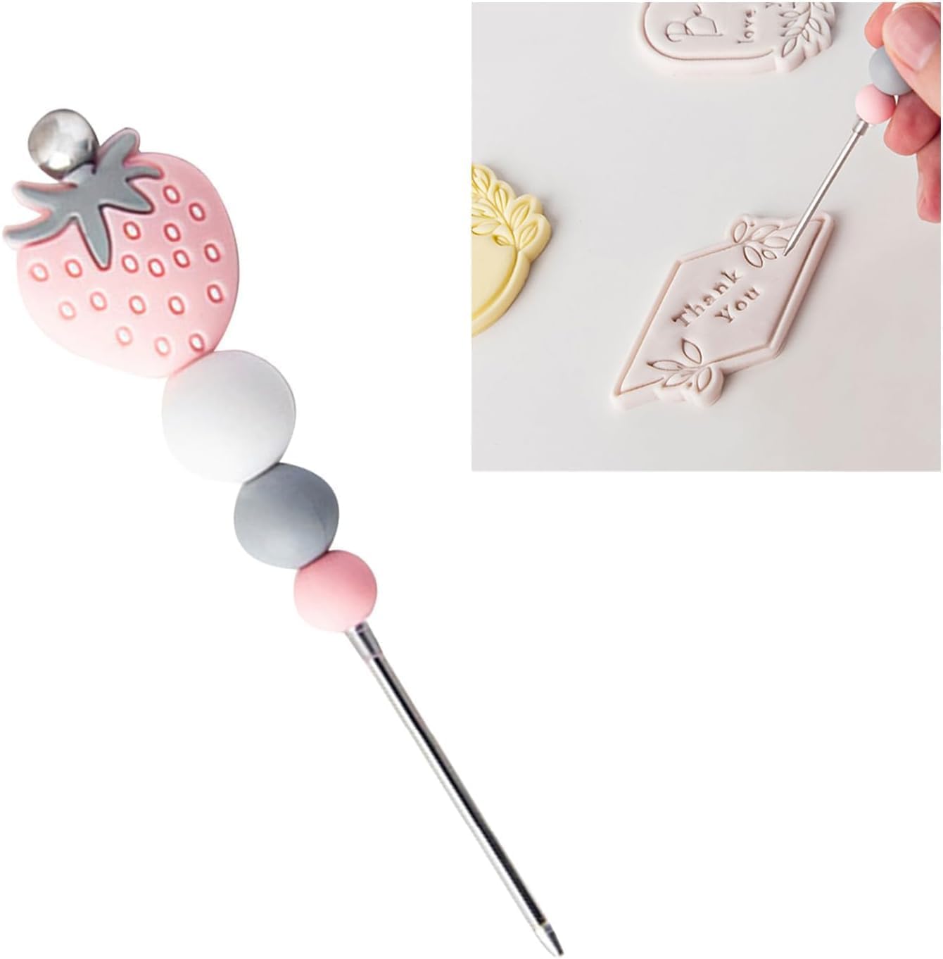 1pc Pink Professional Pastry Scriber Needle,Cookie Biscuit Scriber Needle Strawberry Sugarcraft Needle Sugar Stir Tool For Profe