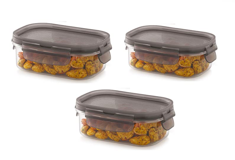 Homies, Set Of 3 Pieces, Acrylic Airtight Stackable Modular Storage Canister Jar Container For Dry Fruits, Cereals, 260 Ml, Dime
