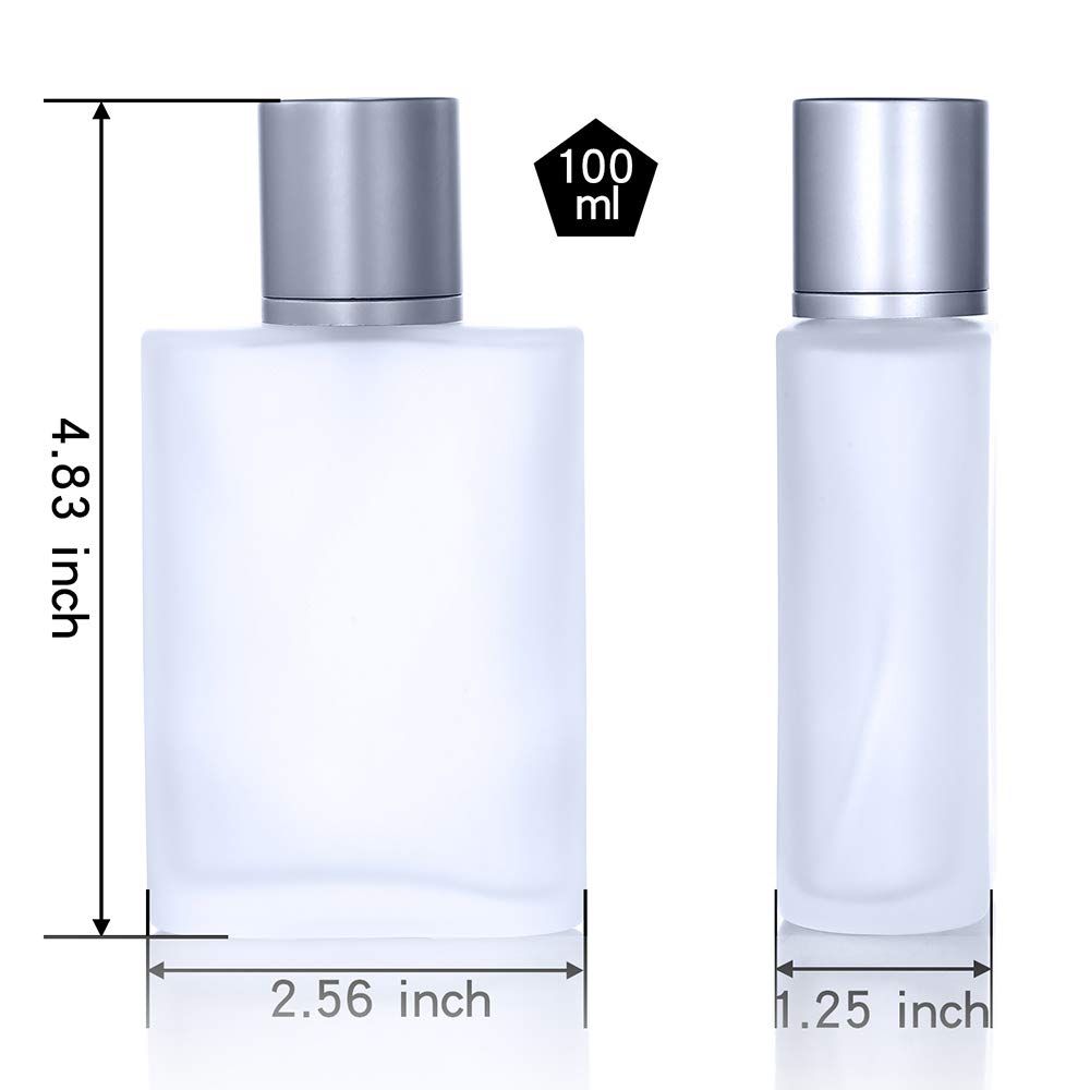 2 Pack 100Ml/3.38 Oz Empty Frosted Glass Spray Bottle Perfume Atomizer, Refillable Fine Mist Spray Empty Perfume Bottles With 4