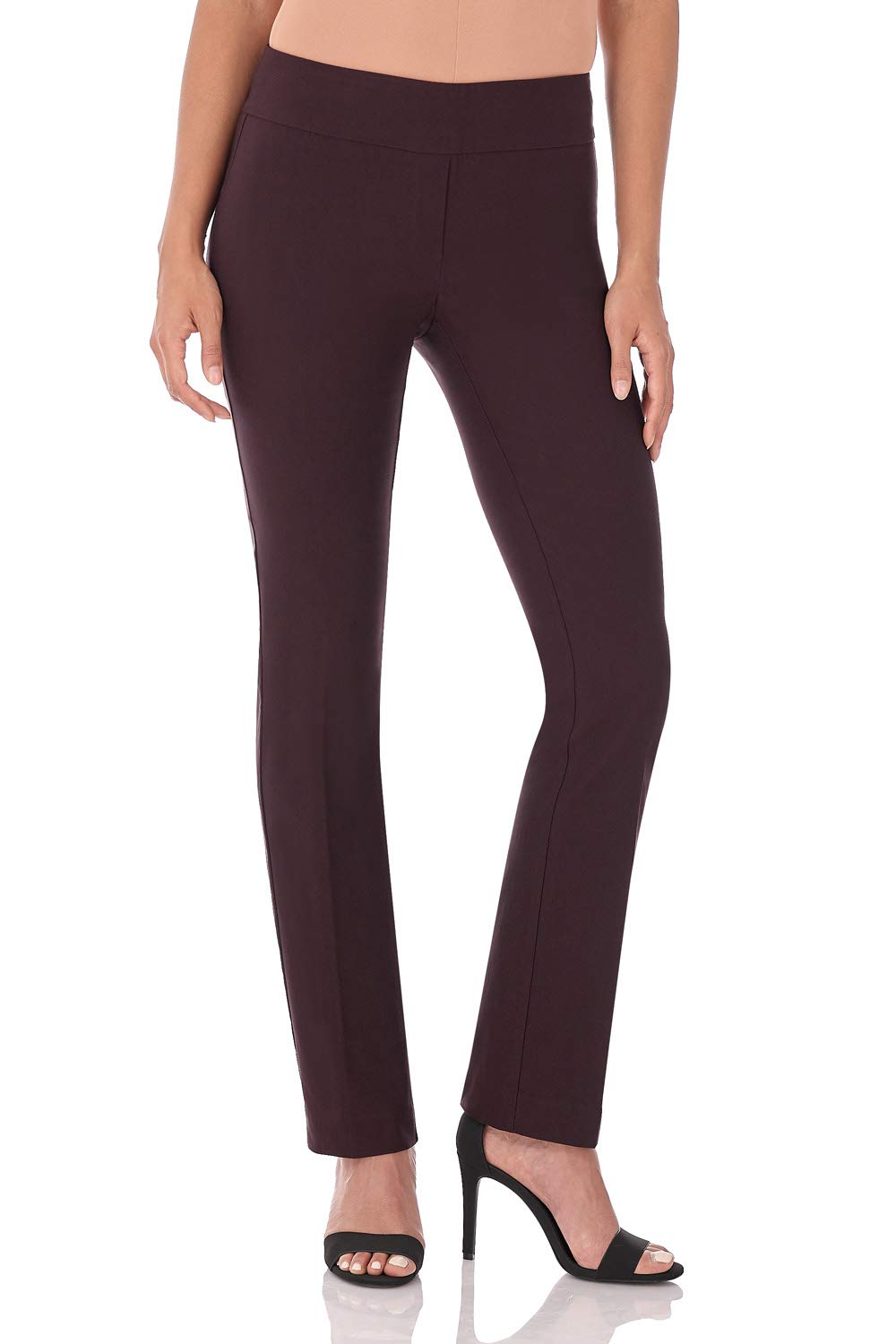 Rekucci Womens Ease Into Comfort Straight Leg Pant With Tummy Control (4, Cassis)