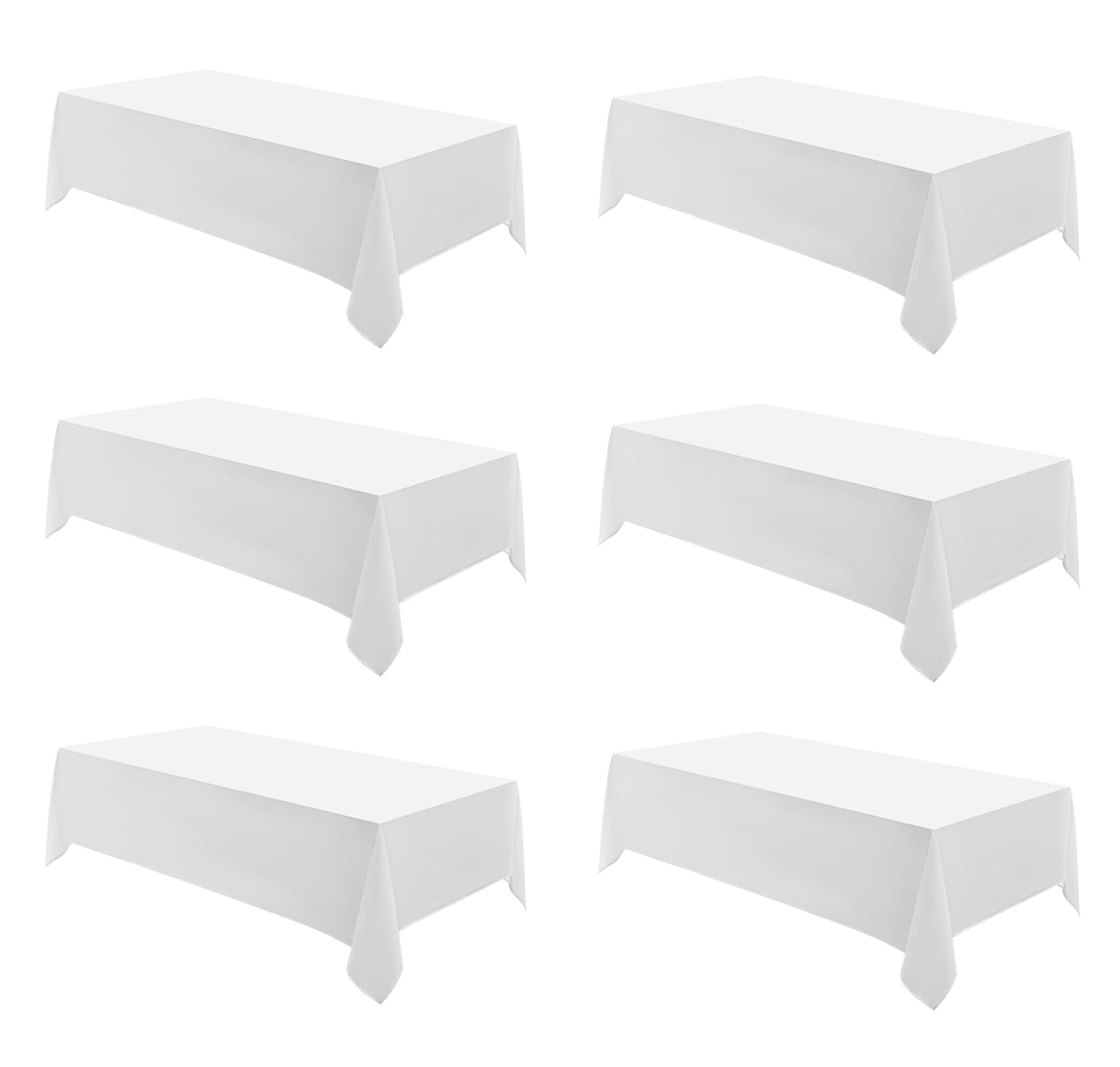 Aocoz Rectangle Tablecloths 90x132 Inch 6 Pack White Tablecloth for 6ft Washable Decorative Linen Polyester Table Cloths for 8ft