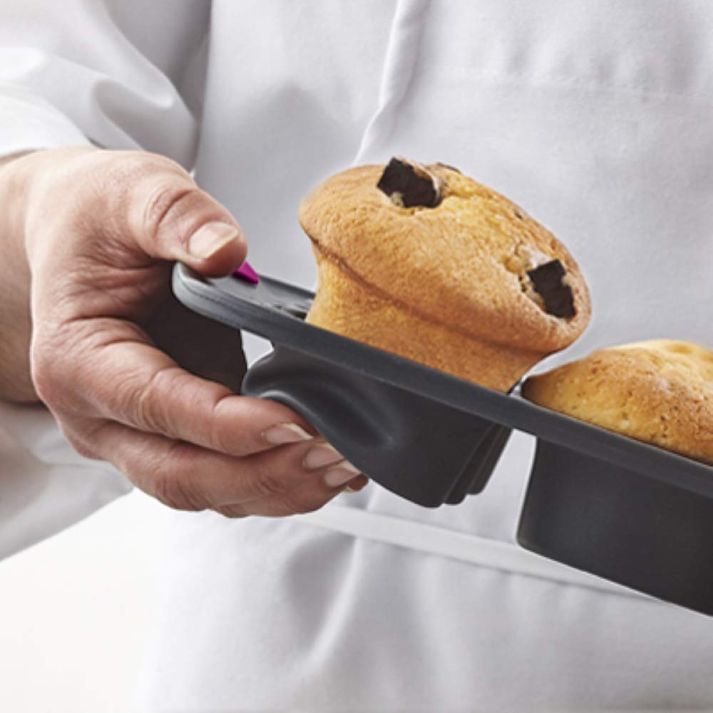 Trudeau Structured Silicone Muffin Pan, 12 Cup, Grey/Mint