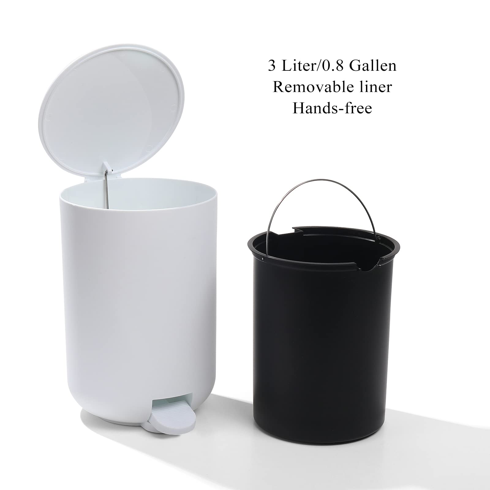 Gahefy White Bathroom Accessories Set With Small Trash Can 3 Liter/0.8 Gallon,Toothbrush Holder,Soap Dispenser,Vanity Tray,Toile