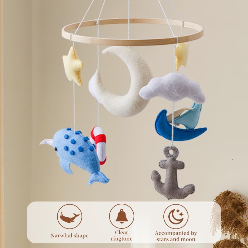 GOODMOM Seaside Nursery Mobile for Boys & Girls - Handmade Staycation Baby Mobile for Crib - Baby Crib Mobile COAST Theme Access