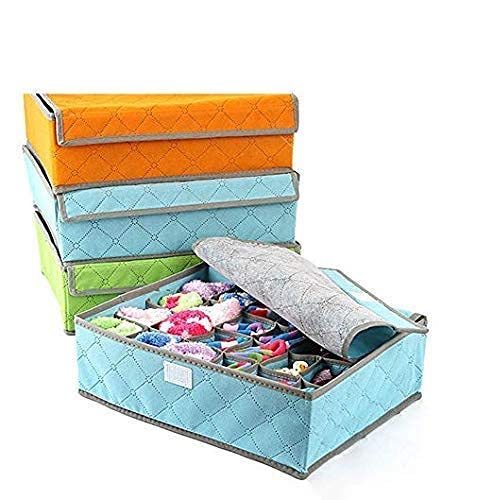 Homava 24 Grid Storage Container Drawer Closet Foldable Storage Box,Makeup, Jewelry,Neck Ties Scarves,Socks Bra Underwear Small 