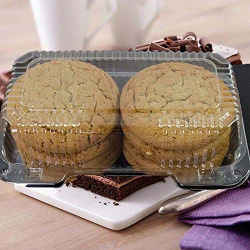 Pizety Bakers Pantry Cake Roll Container Clear Hinged Lid Disposable 9'' X 5 Great For Loaf Deep Cookies Plastic Containers Disp