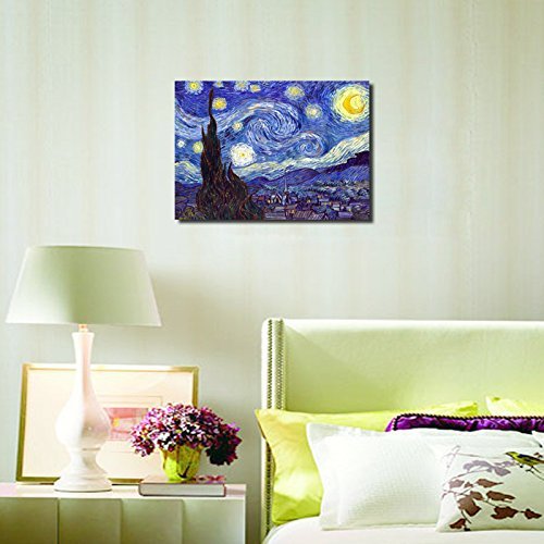 Wieco Art Starry Night Canvas Print Of Van Gogh Oil Paintings Reproduction Modern Canvas Print Artwork Abstract Landscape Pictur