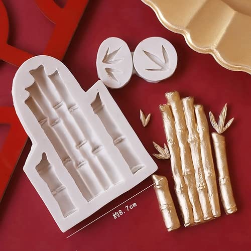 2Pcs Bamboo And Leaf Silicone Molds For Diy Fondant Candy Making Tools Chocolate Mold Desserts Ice Cube Gum Clay Biscuit Plaster