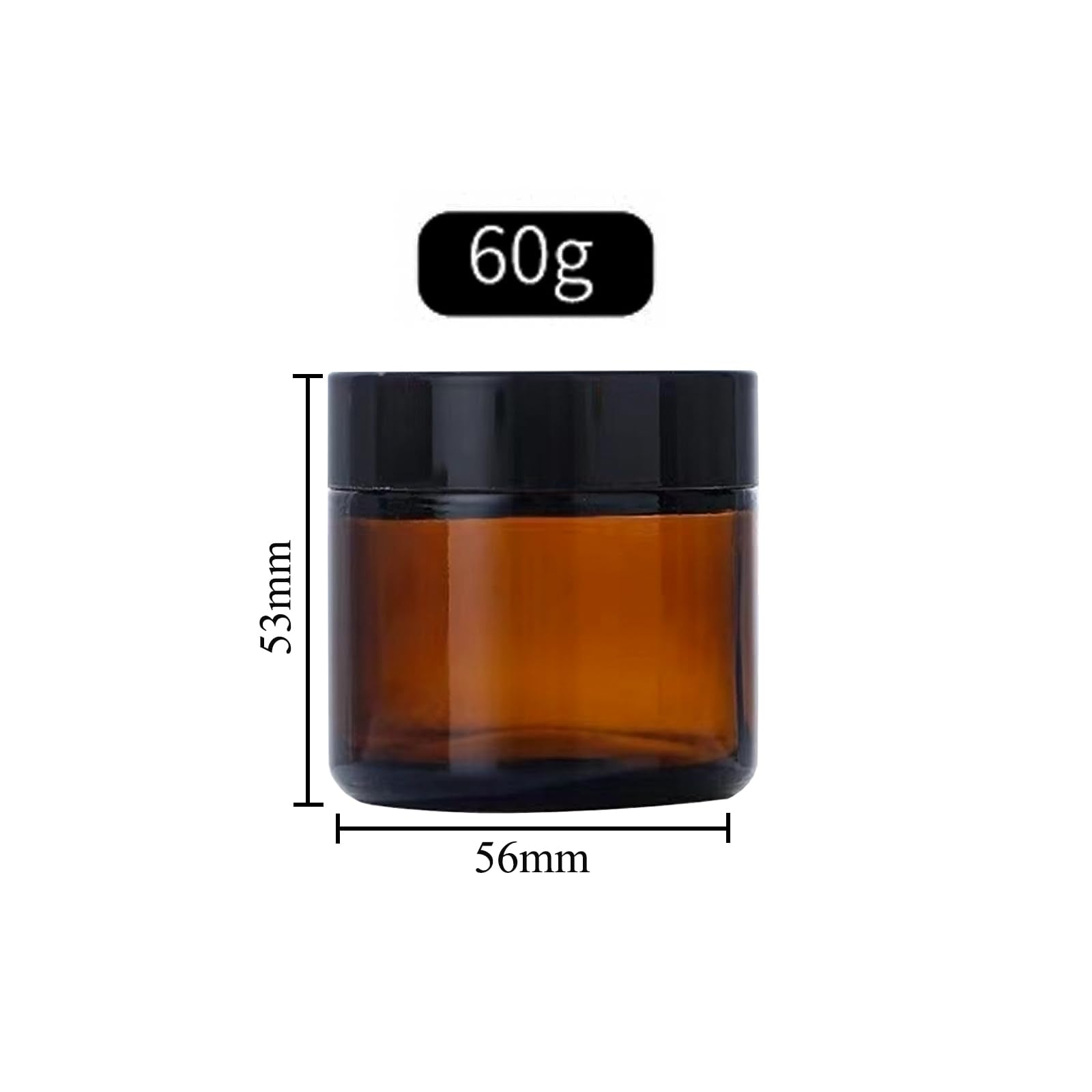 Begiket 4 Pack 2 Oz Amber Glass Jars With Lids,60Ml Empty Round Glass Jar With Inner Liners And Black Lids,Cosmetic Containers F
