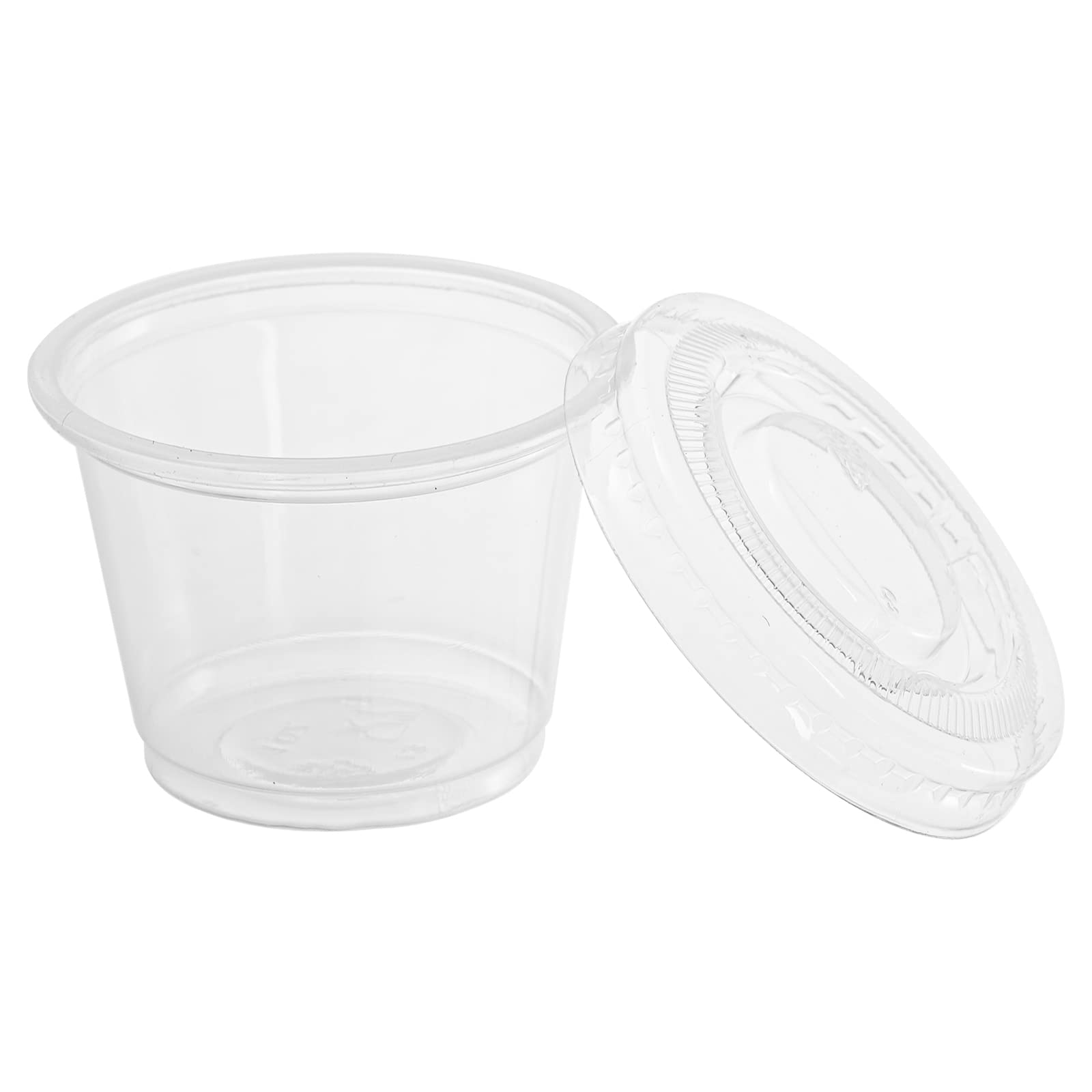 Hedume 600 Sets 1 Oz Disposable Portion Cups With Lids, Clear Jello Shot Cups, Plastic Souffle Portion Cups, Sampling Cups With