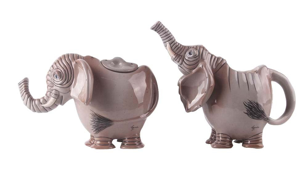 Blue Sky Ceramic 7.5'' X 3.75'' X 6'' And 6.75'' X 4.5'' X 4.5'' Elephant Creamer And Sugar Bowl
