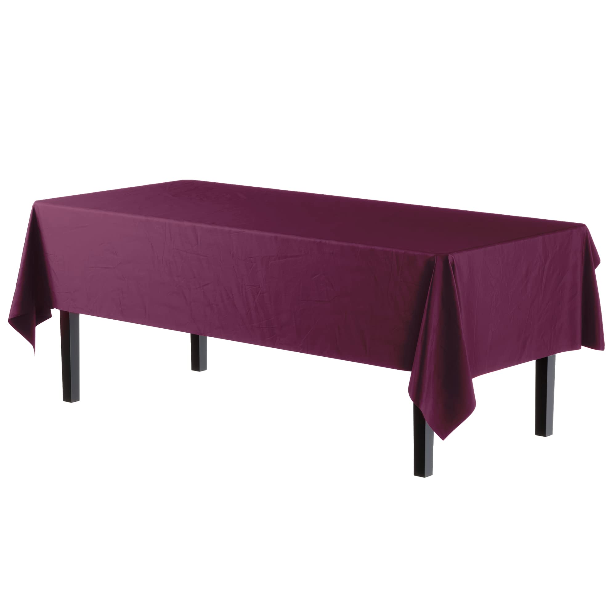 Exquisite 6-Pack Premium Plastic Tablecloth 54In. X 108In. Rectangle Plastic Table Cover - Plum