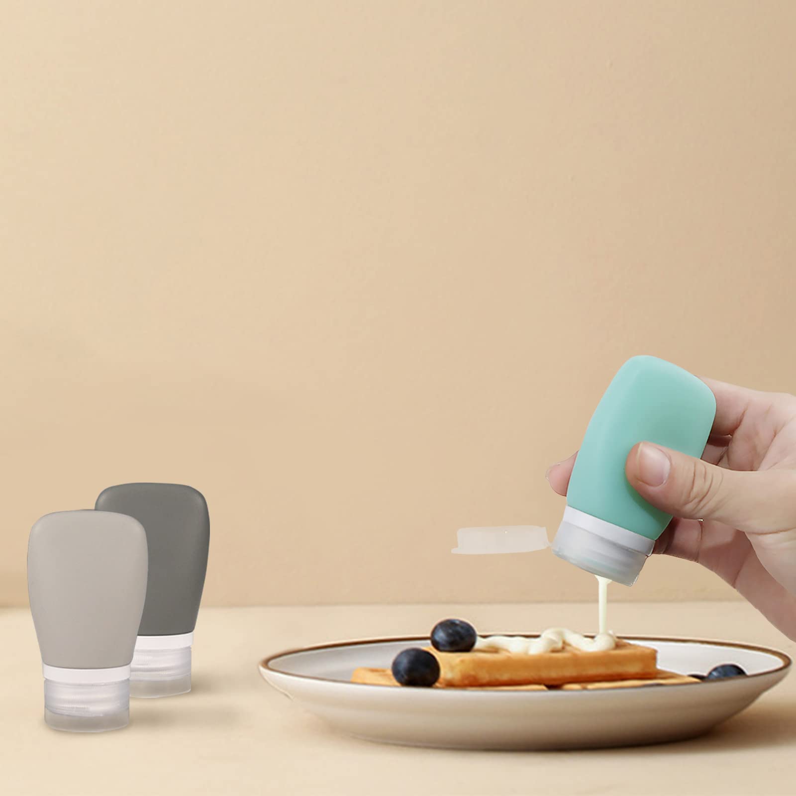 Tacykibd 4Pcs Squeeze Salad Dressing Bottles, Leakproof Mini Sauce Condiment Bottles And Dressing To Go For Lunch, Portable Sala