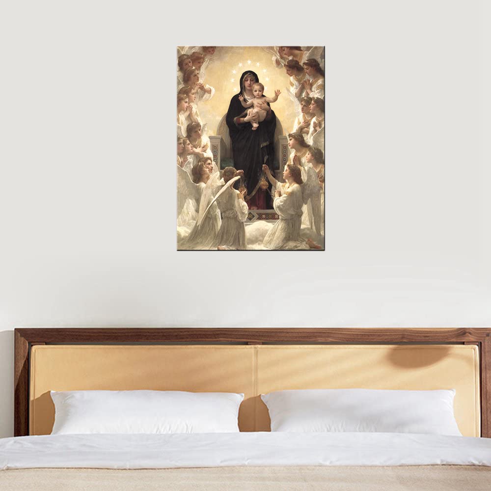 Virgin Mary And Christ Jesus Angel Paradise Lounge Wall Art Poster And Print Artwork For Living Room Wall Decor Wrapped Canvas R