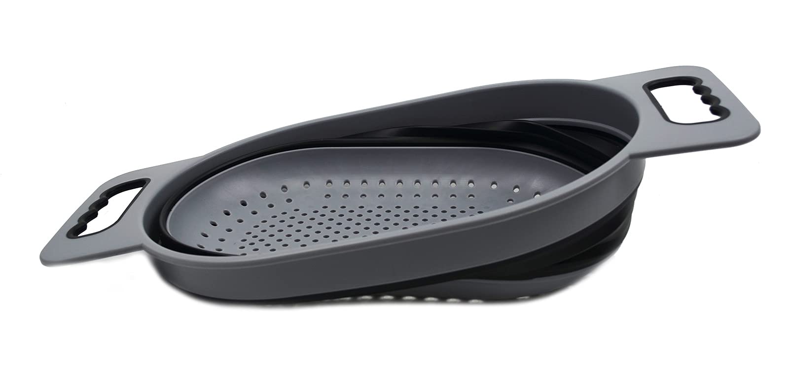 Sammart 5L (1.3 Gallon) Over The Sink Oval Colander (1, Dark Grey/Black)