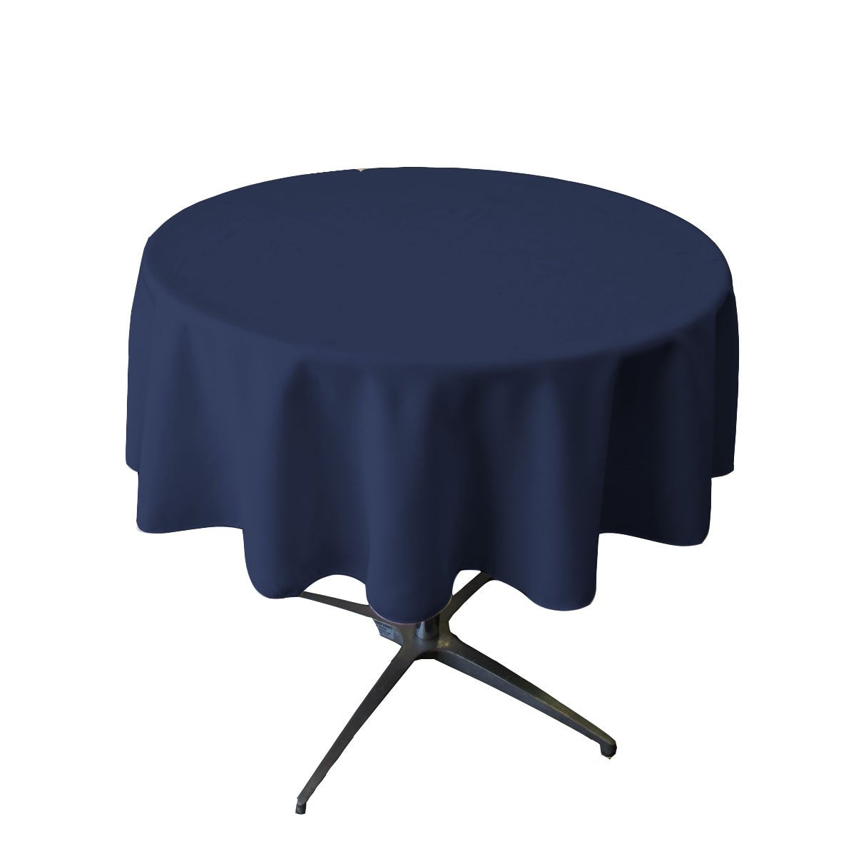 LA Linen Polyester Poplin Tablecloth 58-Inches Round  Navy Blue