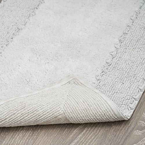 Laura Ashley Ruffle Cotton 20'' X 34'' Bath Rug, Light Gray