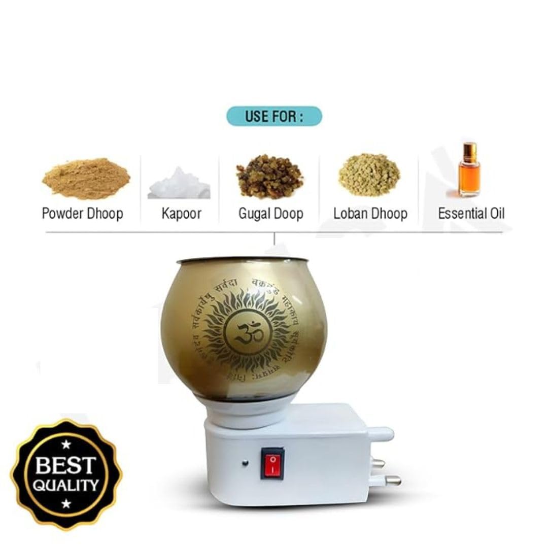 Orzinpro Ceramic Electric Kapoor Dani | Ganesh Ji Om Electic Camphor Burner | Multipurpose Incense Aroma Dhoop Dani | Camphor Bu