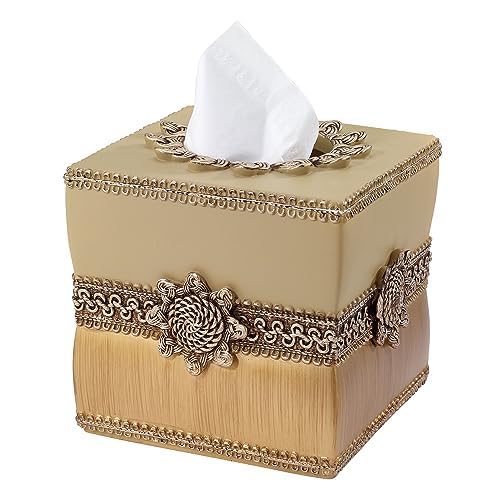 Avanti Linens - Tissue Box Cover, Guest Bathroom Essentials, Elegant Bathroom Decor (Braided Medallion Collection)