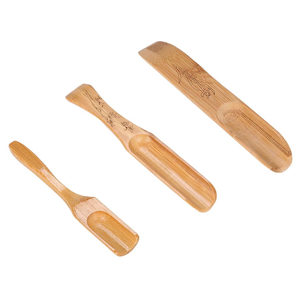 3Pcs Bamboo Tea Spoon Scoop Shovel Wooden Loose Tea Scoop Chinese Tea Fittings For Scooping Coffee Powder,Tea,Cacao,Condiment An