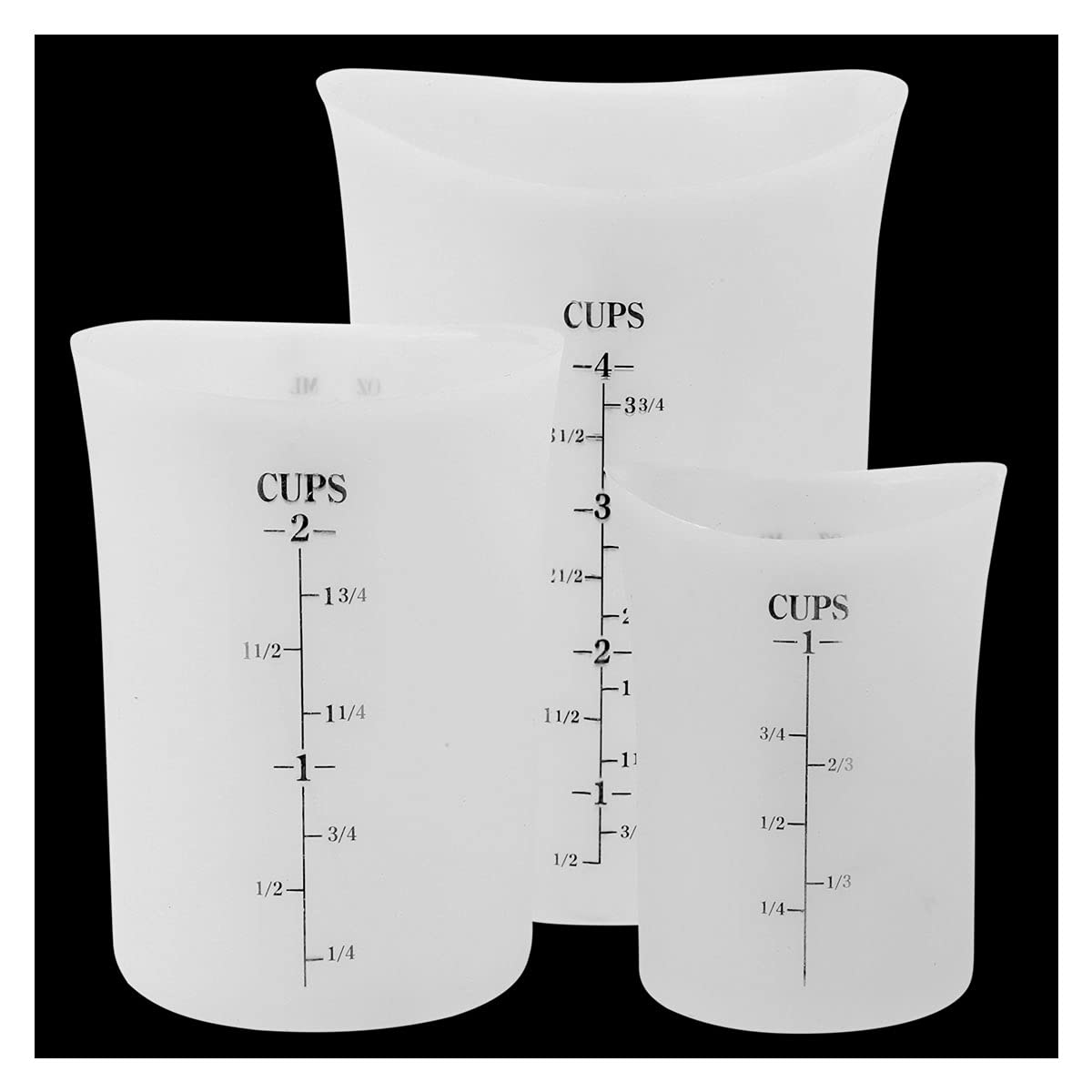 Szxc Silicone Flexible Nestable Measuring Cups Set For Epoxy Resin, Butter, Chocolate - 4 Cup + 2 Cup + 1 Cup - Melt Stir Squeez