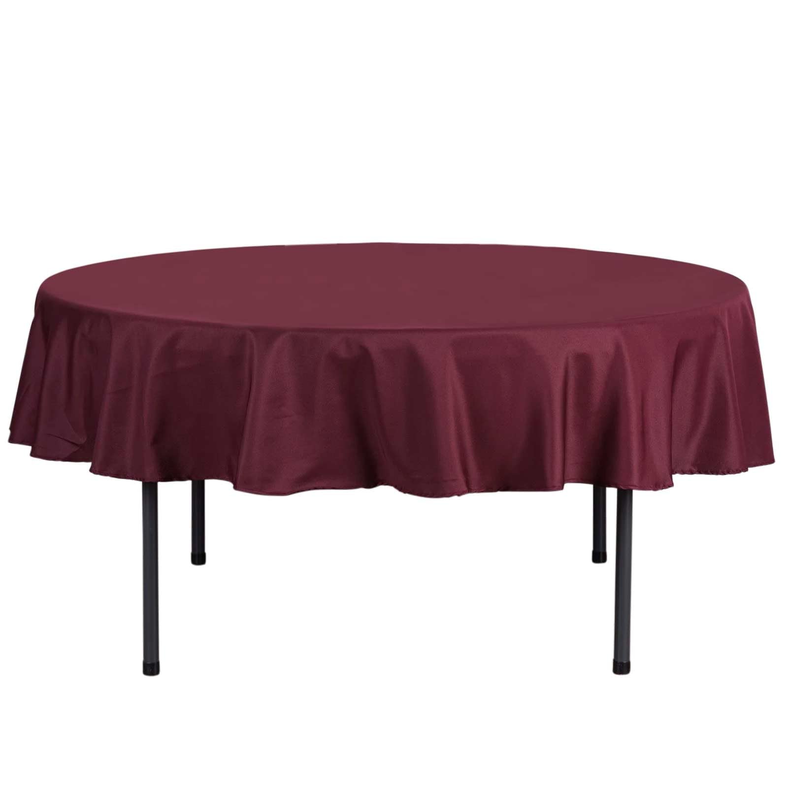 Balsacircle 90 Inch Burgundy Round Polyester Tablecloth Fabric Table Cover Linens For Wedding Party Banquet Reception Events Kit